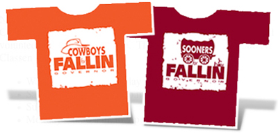Get your Cowboys for Fallin or Sooners for Fallin tshirts!